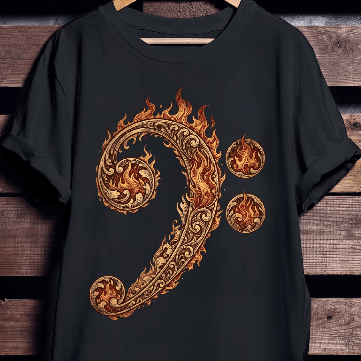Flaming Bass Clef Fire Art - The Music Frontiers