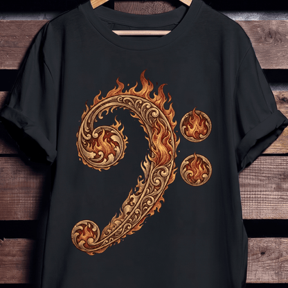 Flaming Bass Clef Fire Art - The Music Frontiers