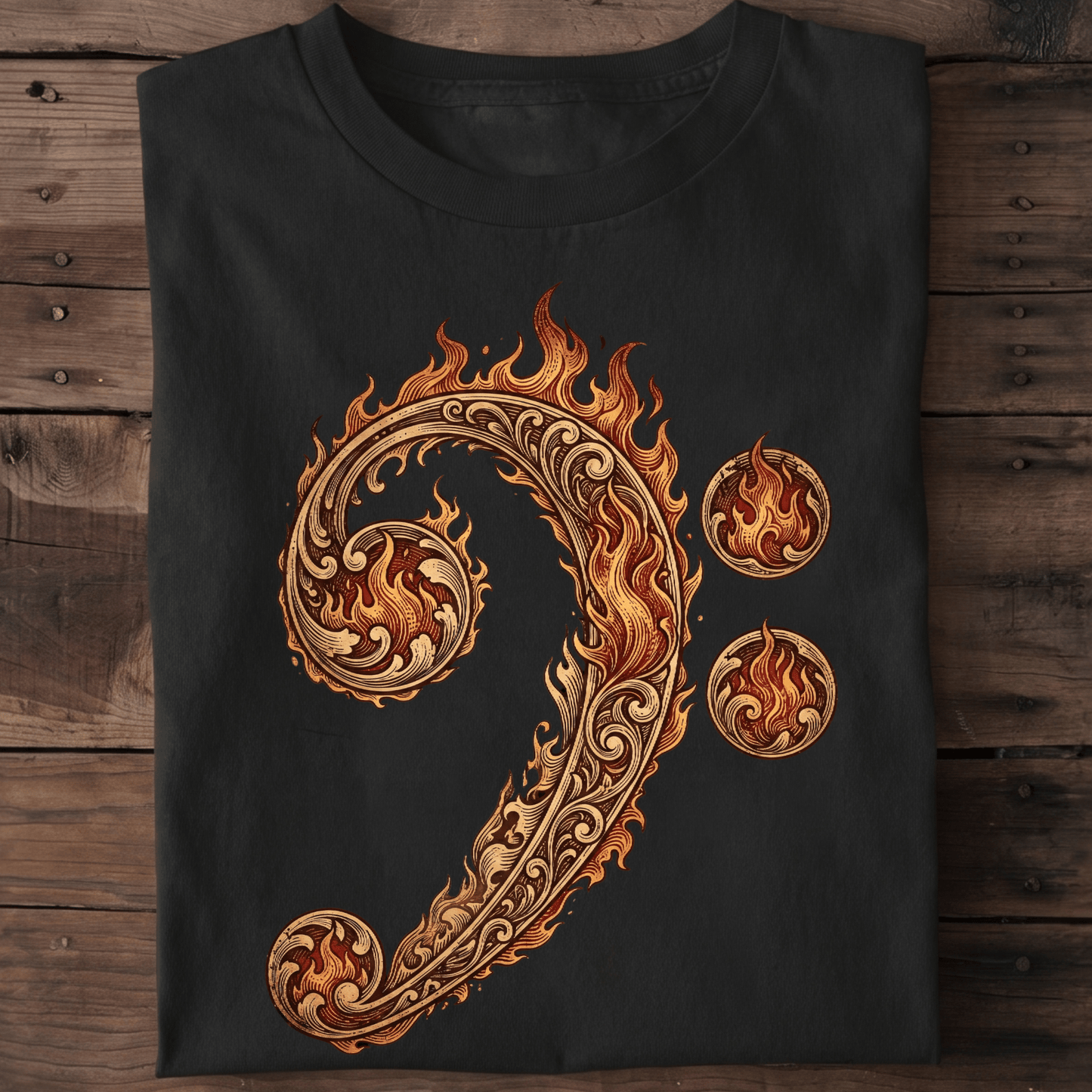 Flaming Bass Clef Fire Art - The Music Frontiers