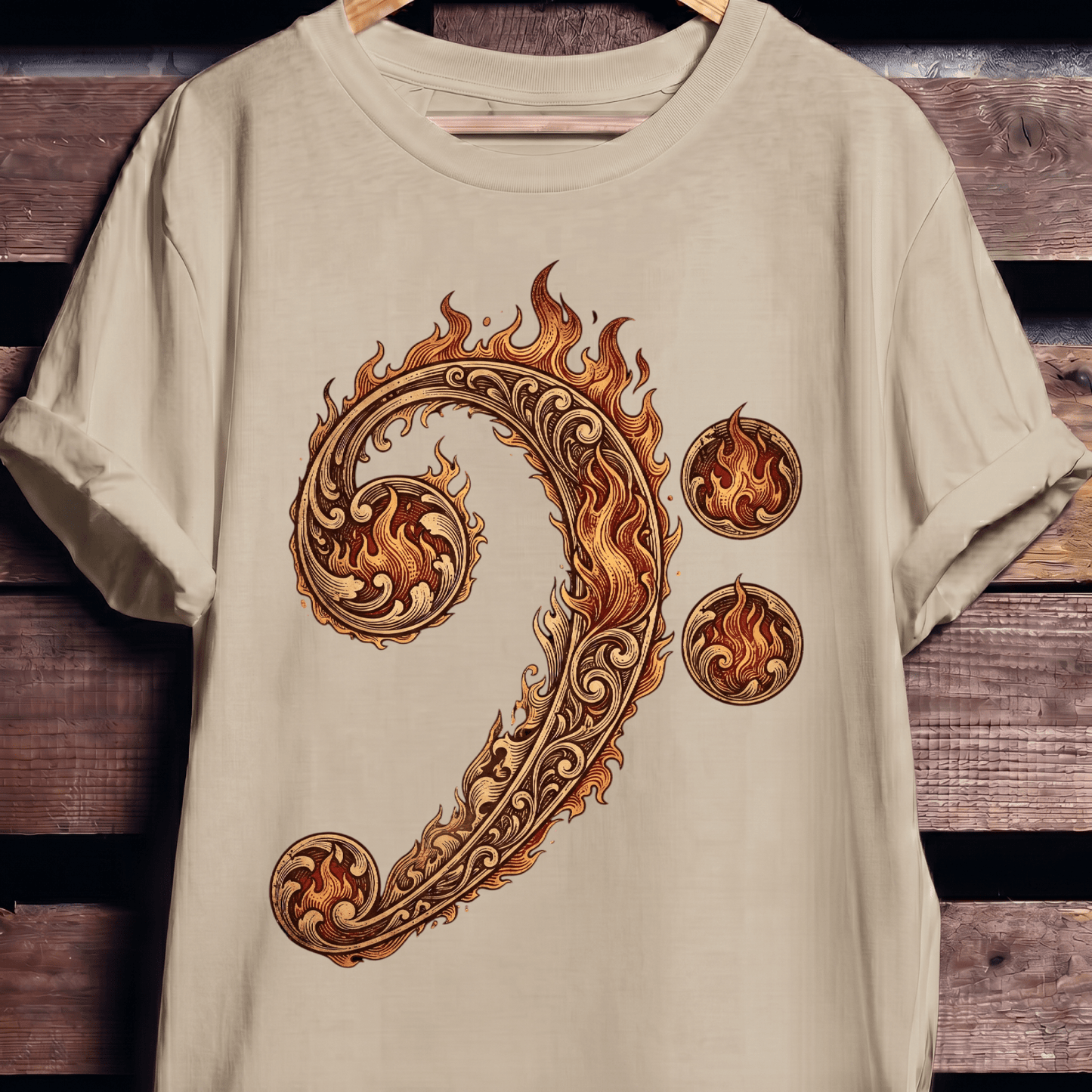 Flaming Bass Clef Fire Art - The Music Frontiers
