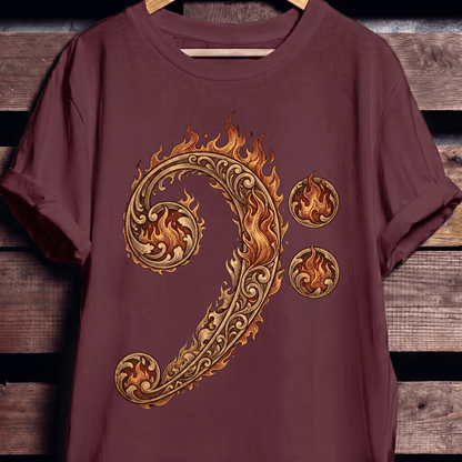 Flaming Bass Clef Fire Art - The Music Frontiers