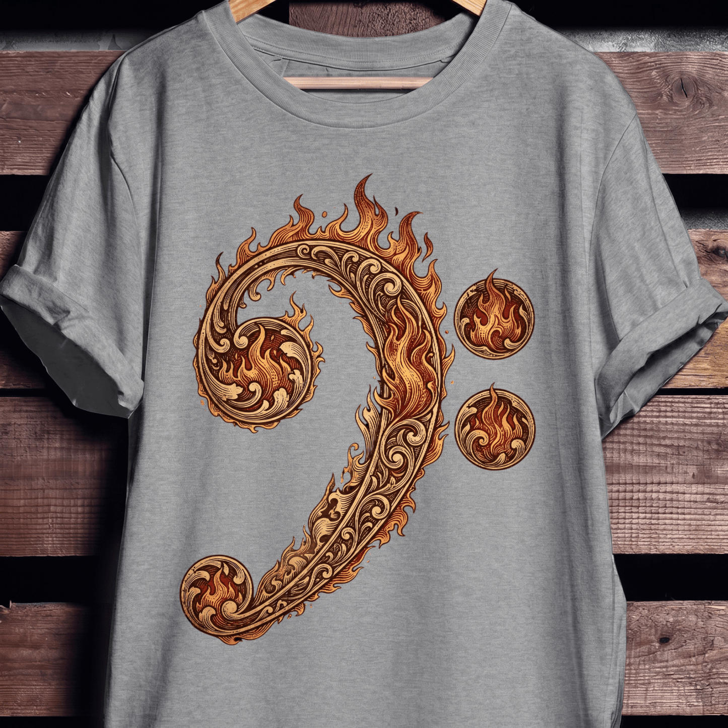 Flaming Bass Clef Fire Art - The Music Frontiers