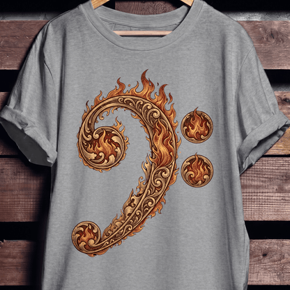 Flaming Bass Clef Fire Art - The Music Frontiers
