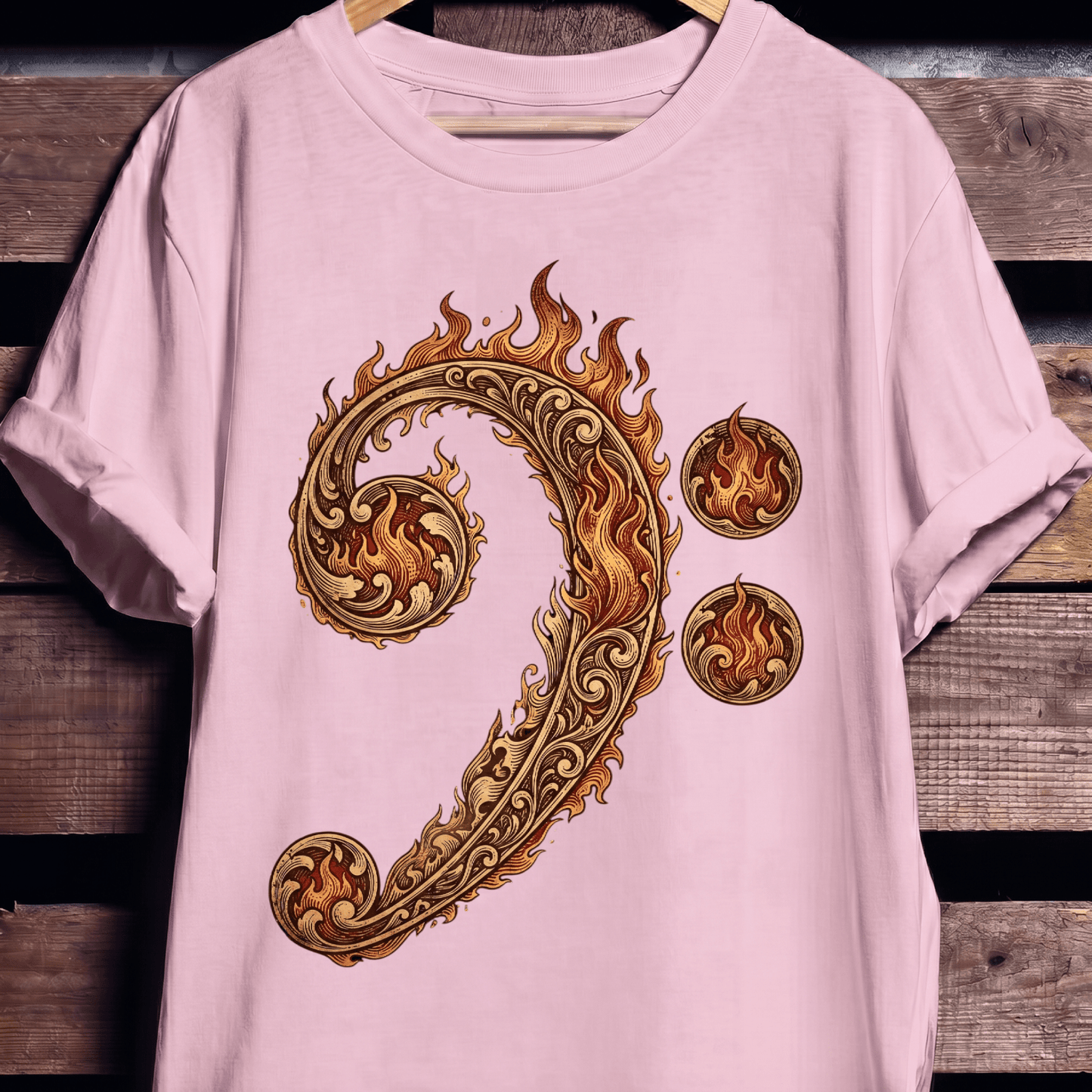 Flaming Bass Clef Fire Art - The Music Frontiers