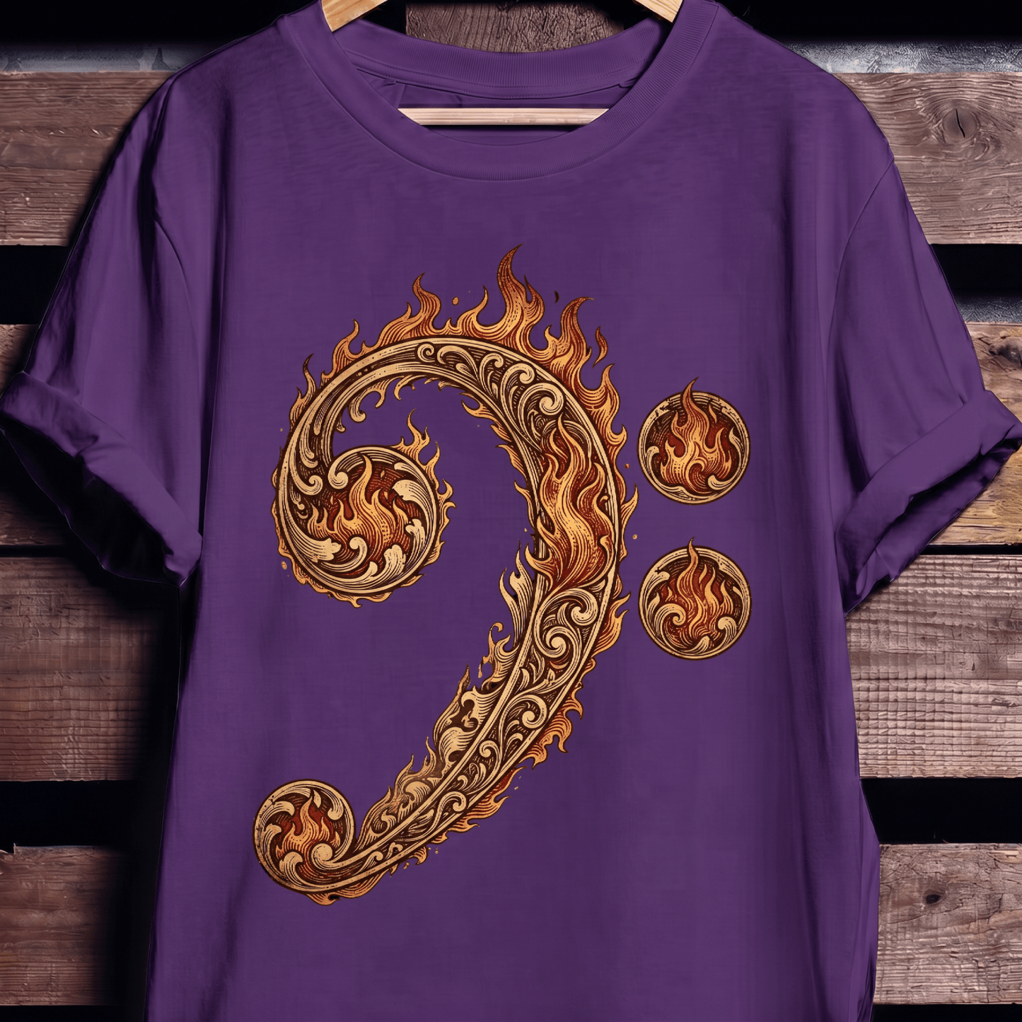 Flaming Bass Clef Fire Art - The Music Frontiers
