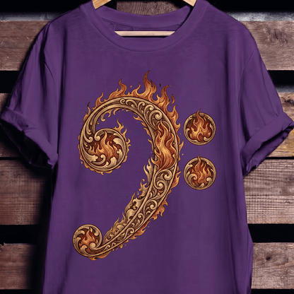 Flaming Bass Clef Fire Art - The Music Frontiers