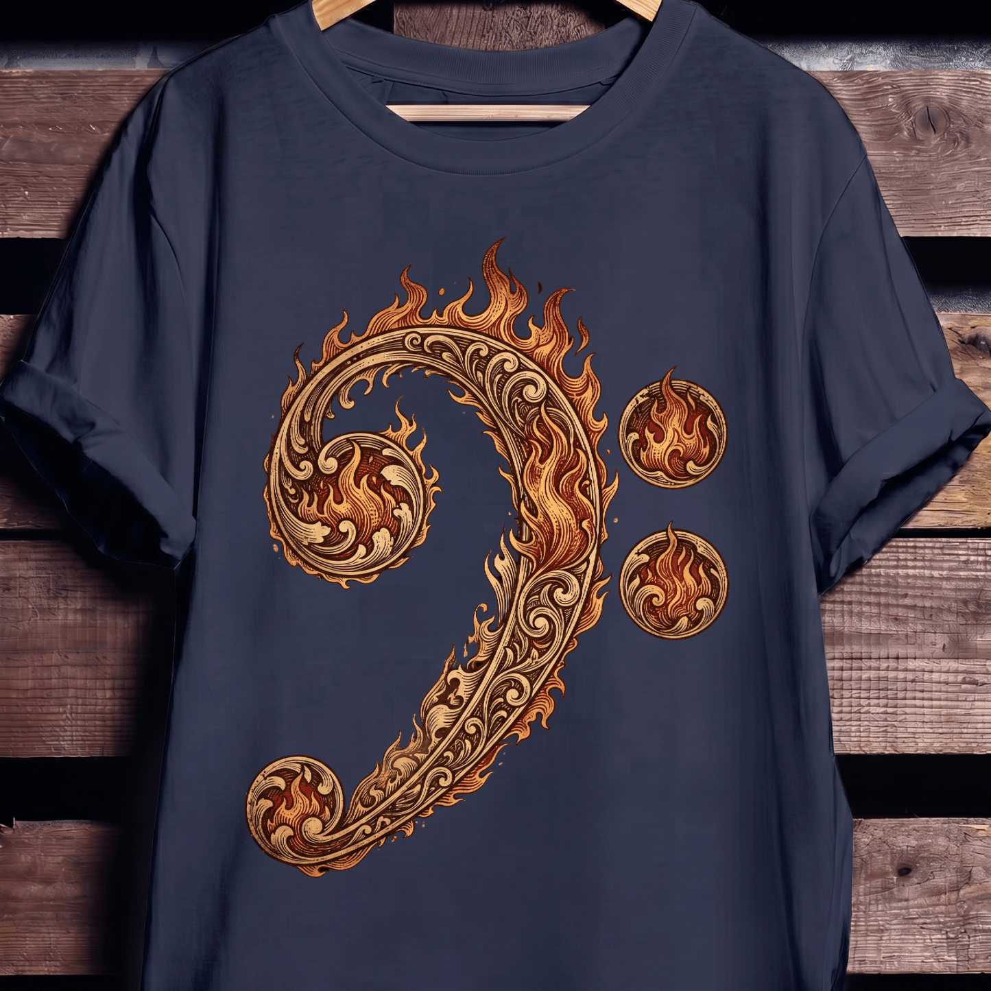Flaming Bass Clef Fire Art - The Music Frontiers