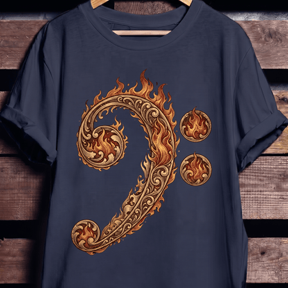 Flaming Bass Clef Fire Art - The Music Frontiers