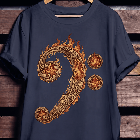 Flaming Bass Clef Fire Art - The Music Frontiers