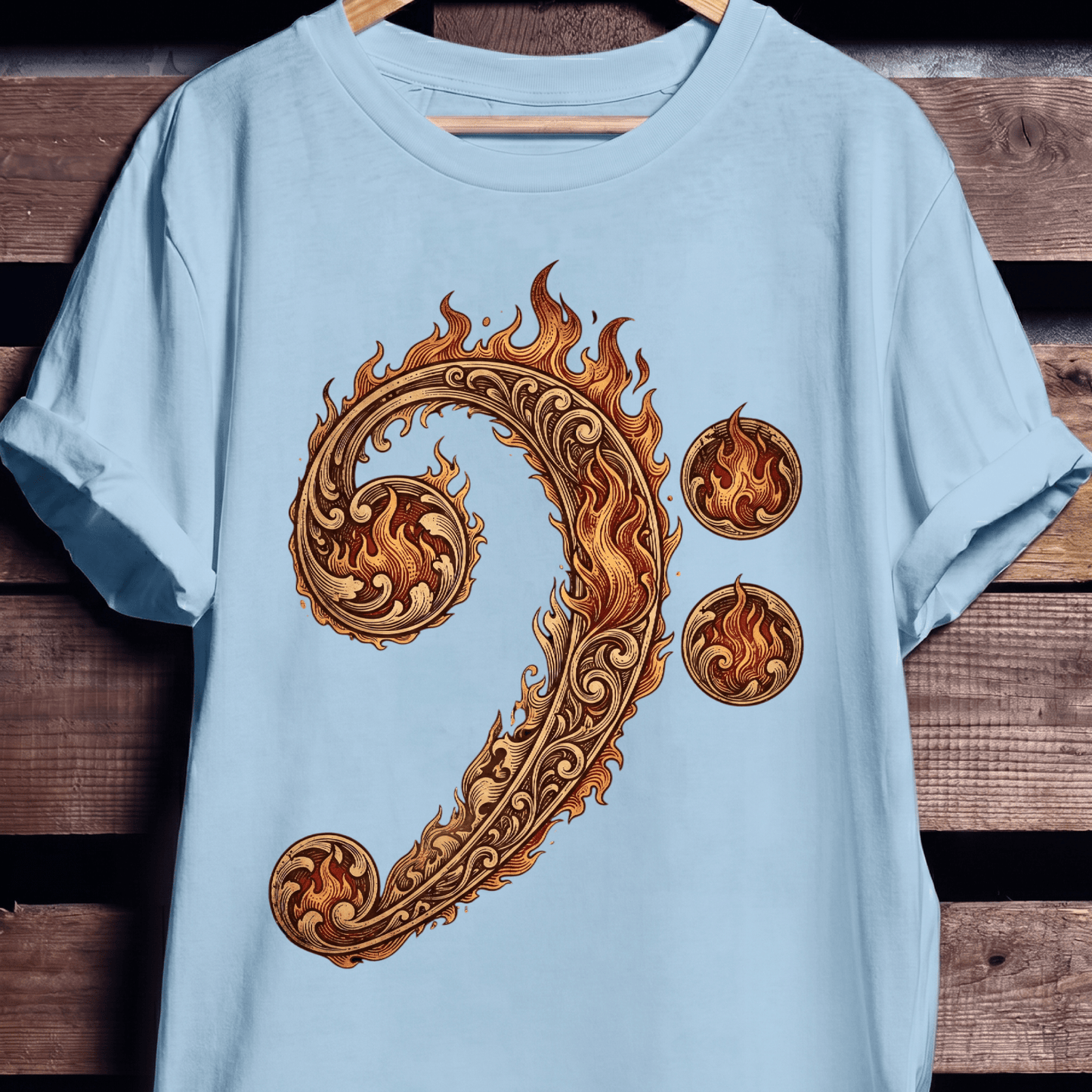 Flaming Bass Clef Fire Art - The Music Frontiers