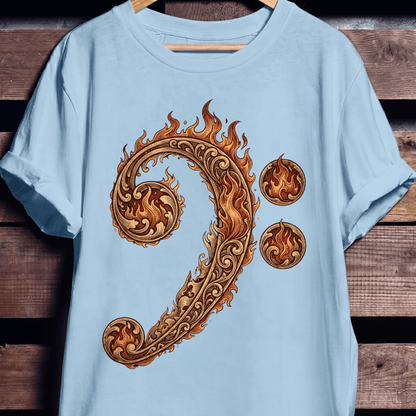 Flaming Bass Clef Fire Art - The Music Frontiers