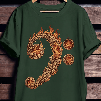 Flaming Bass Clef Fire Art - The Music Frontiers