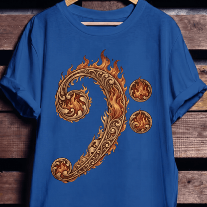Flaming Bass Clef Fire Art - The Music Frontiers