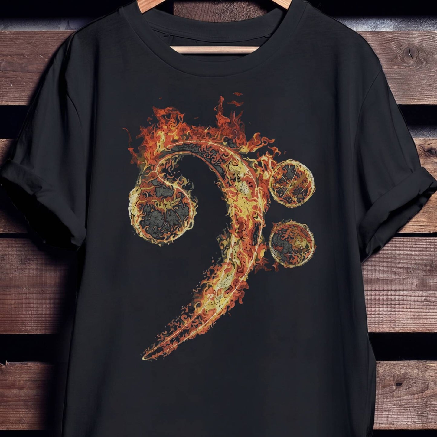 Flaming Bass Clef Graphic Tee