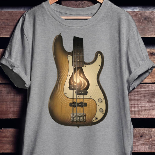 Flaming Bass Guitar Art Tee