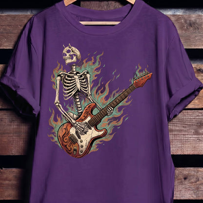 Flaming Horned Skeleton Guitarist Tee