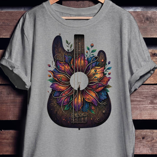 Floral Bass Guitar Boho T-Shirt
