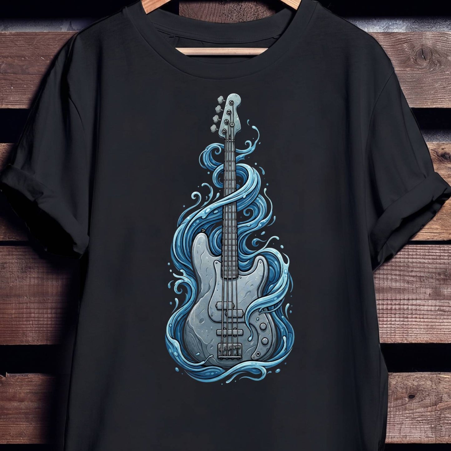 Flowing Water Bass Guitar Tee - Unisex Standard T-Shirt