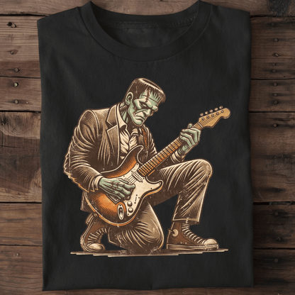 Frankenstein Monster Playing Electric Guitar T-Shirt - The Music Frontiers
