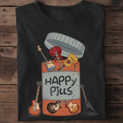 Funny Guitarist Happy Pills Musical Tee - The Music Frontiers