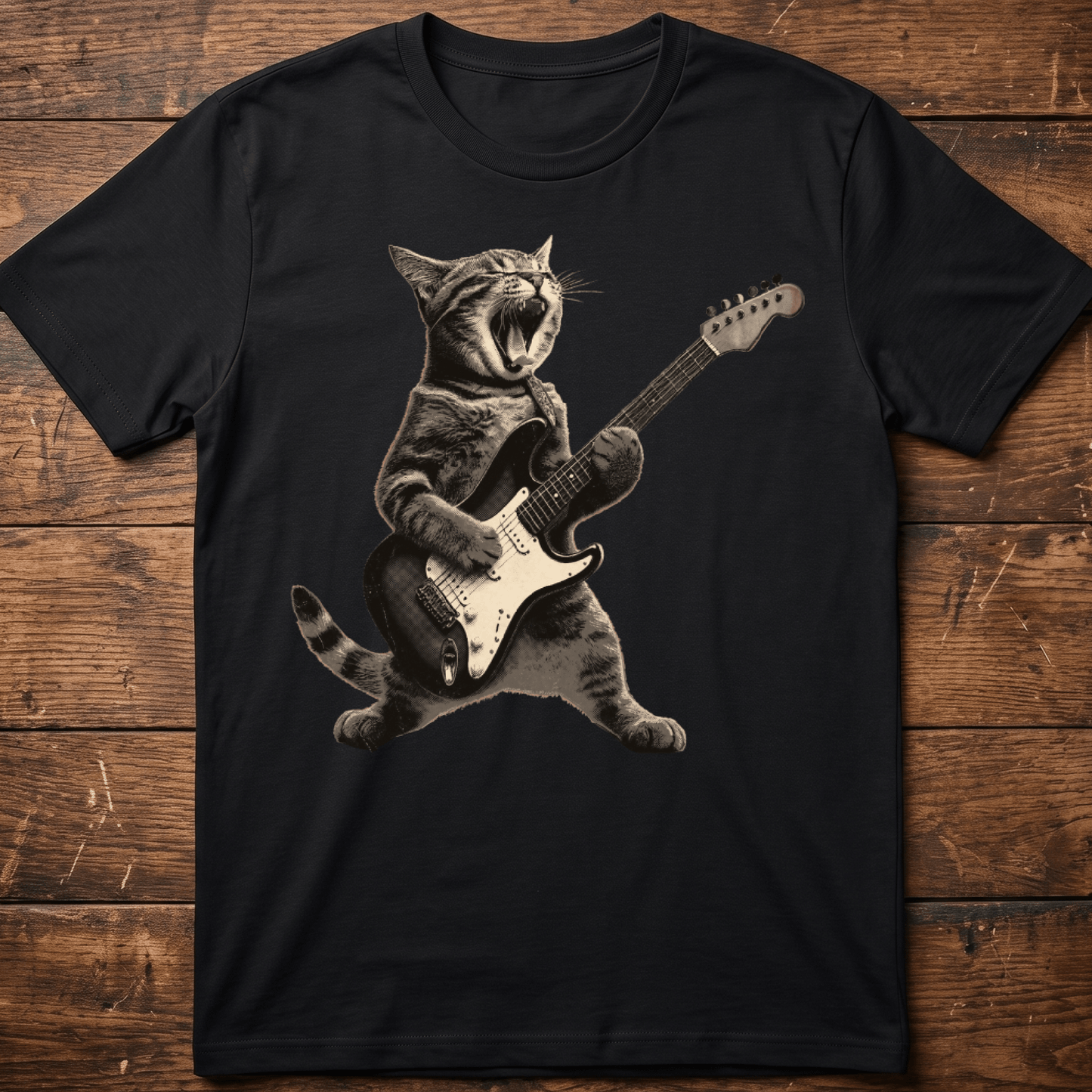 Funny Cat Playing Electric Guitar T-Shirt - The Music Frontiers