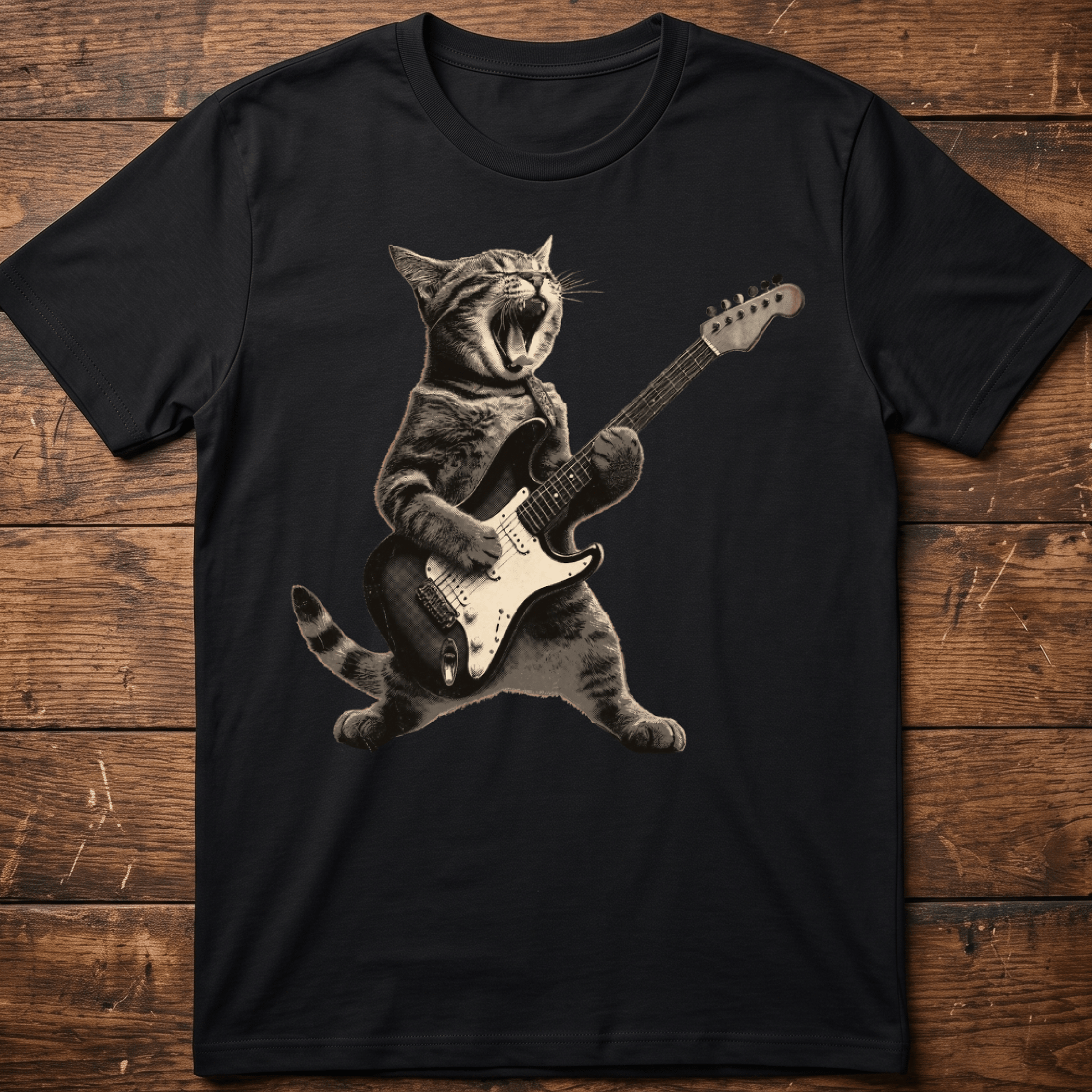 Funny Cat Playing Electric Guitar T-Shirt - The Music Frontiers