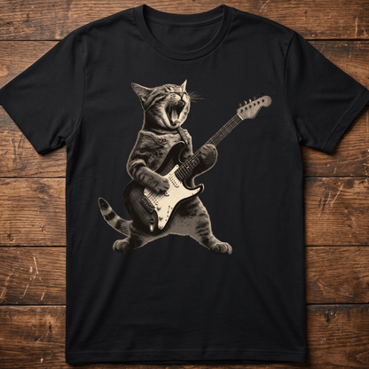 Funny Cat Playing Electric Guitar T-Shirt - The Music Frontiers