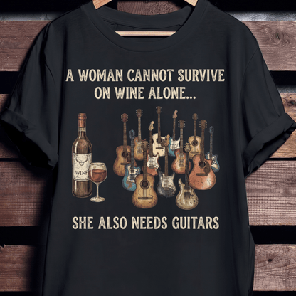 Funny Guitarist Wine Lover T-shirt - Vintage Retro Music Gift Tee - The Music Frontiers