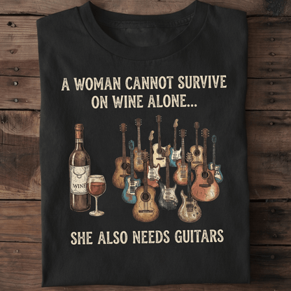Funny Guitarist Wine Lover T-shirt - Vintage Retro Music Gift Tee - The Music Frontiers
