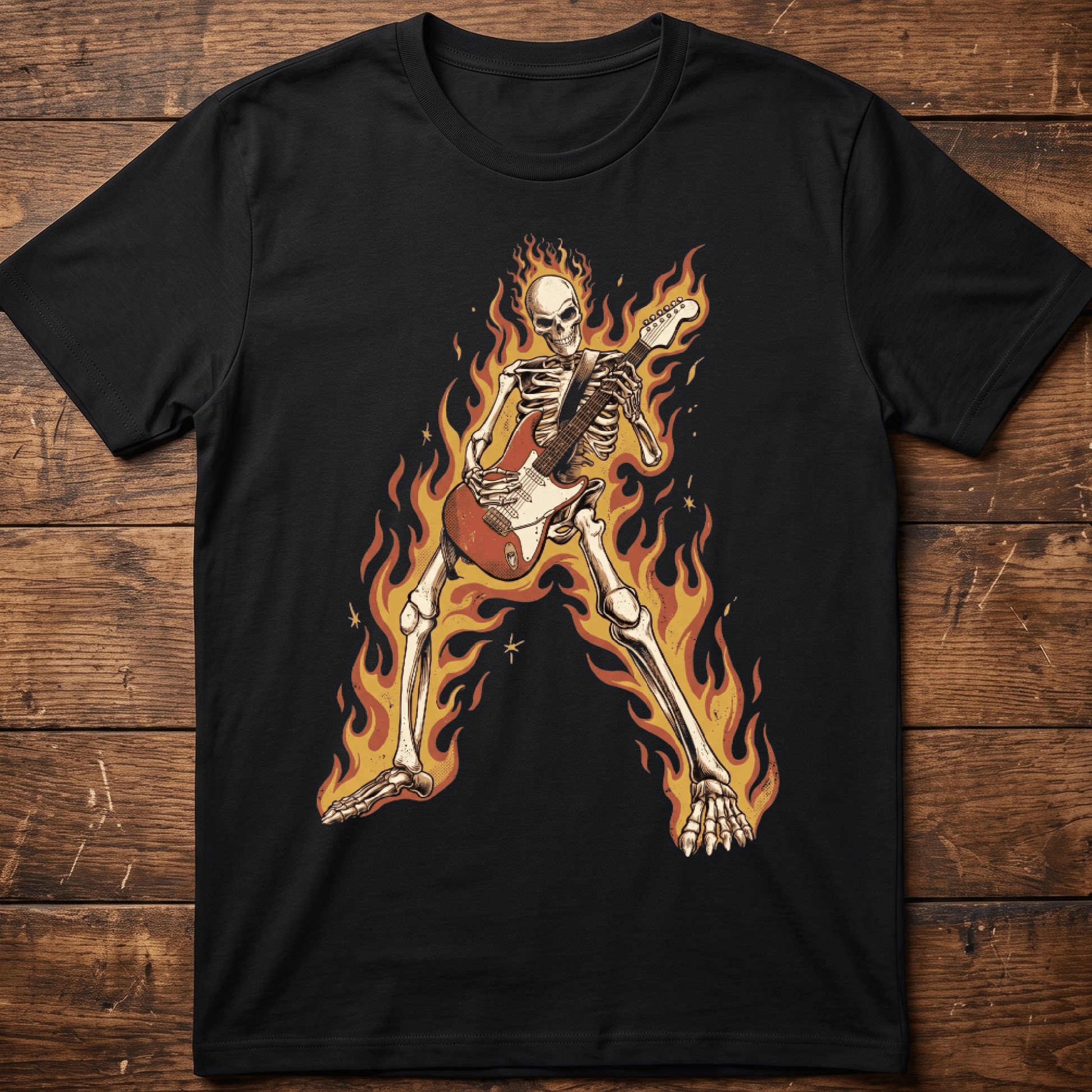 Funny Rock Skeleton Guitar T-shirt - Retro Music Lover Gift Tee - The Music Frontiers
