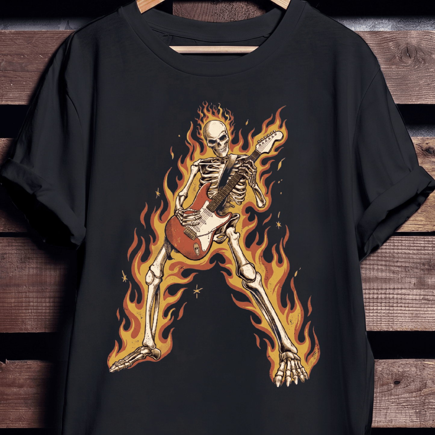 Funny Rock Skeleton Guitar T-shirt - Retro Music Lover Gift Tee - The Music Frontiers