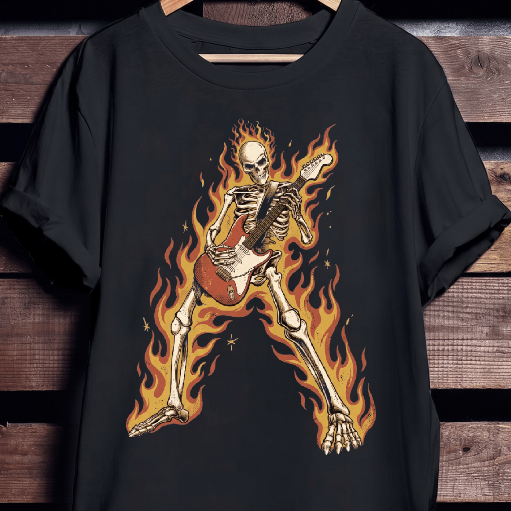 Funny Rock Skeleton Guitar T-shirt - Retro Music Lover Gift Tee - The Music Frontiers