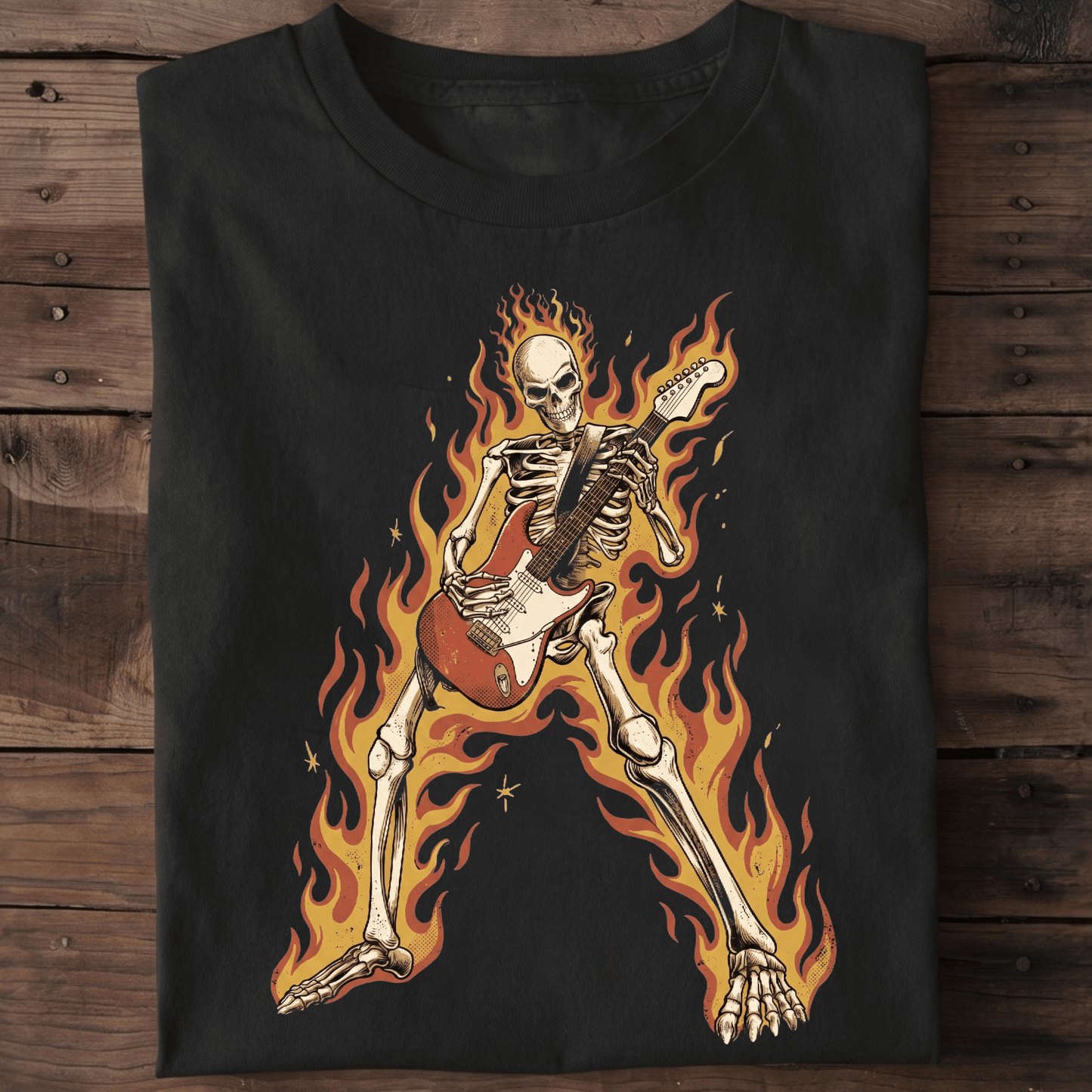 Funny Rock Skeleton Guitar T-shirt - Retro Music Lover Gift Tee - The Music Frontiers