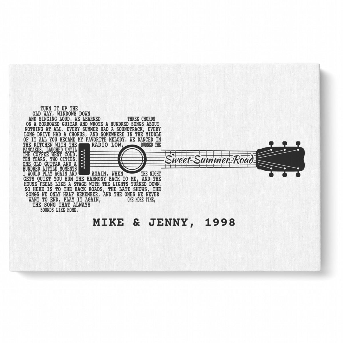 Song Lyrics Guitar Shirt – Your Song Title & Lyrics in a Guitar - matching landscape canvas 12x8