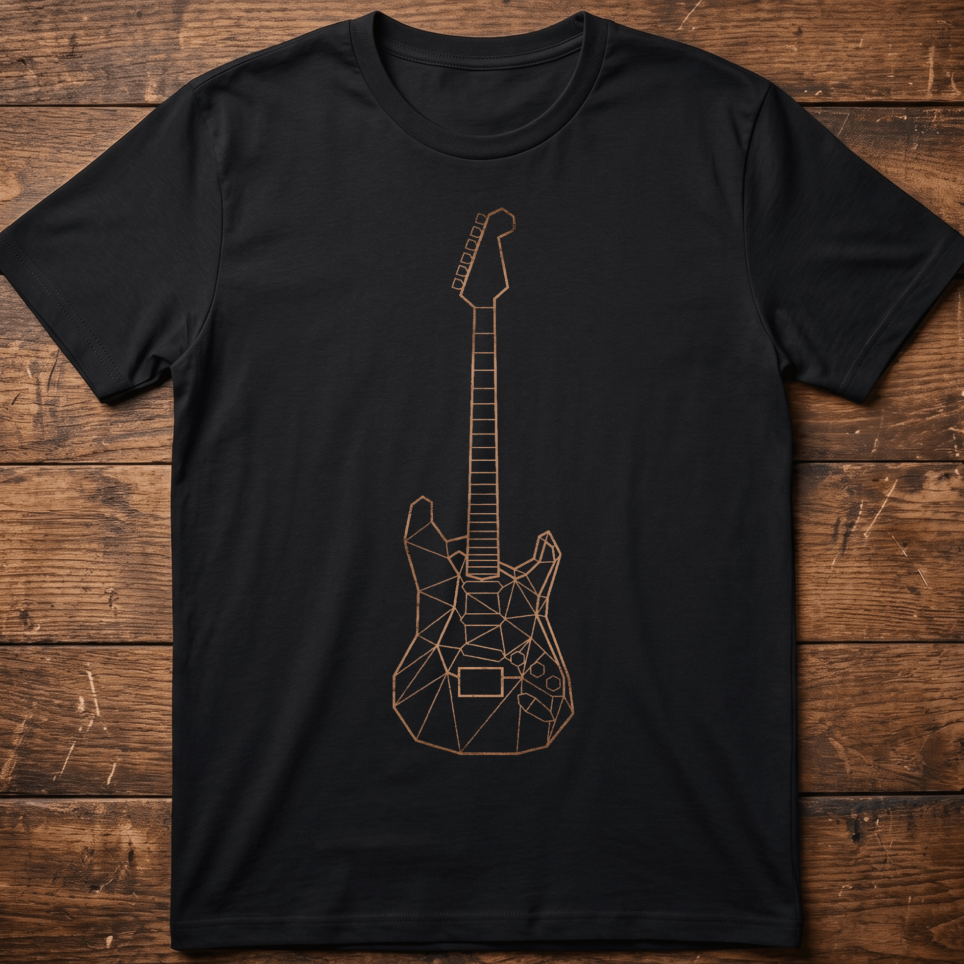 Geometric Low Poly Electric Guitar Outline T-Shirt - The Music Frontiers