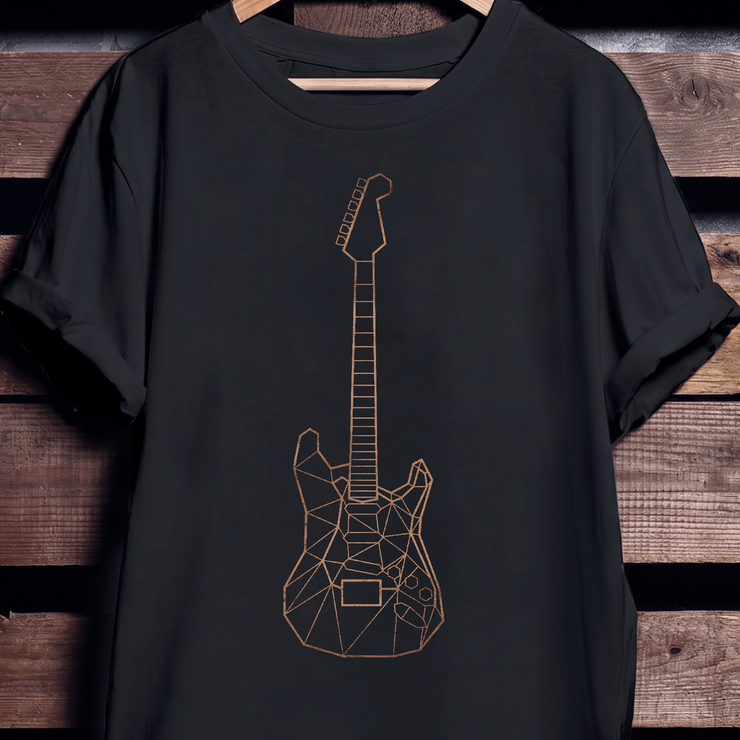 Geometric Low Poly Electric Guitar Outline T-Shirt - The Music Frontiers