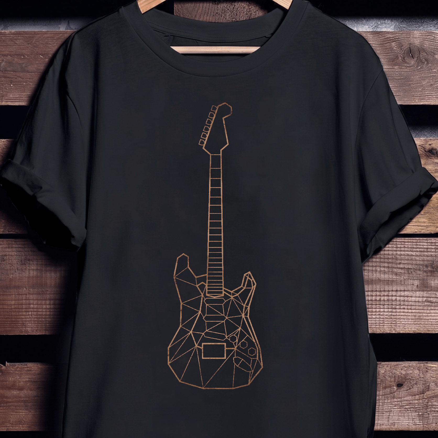 Geometric Low Poly Electric Guitar Outline T-Shirt - The Music Frontiers