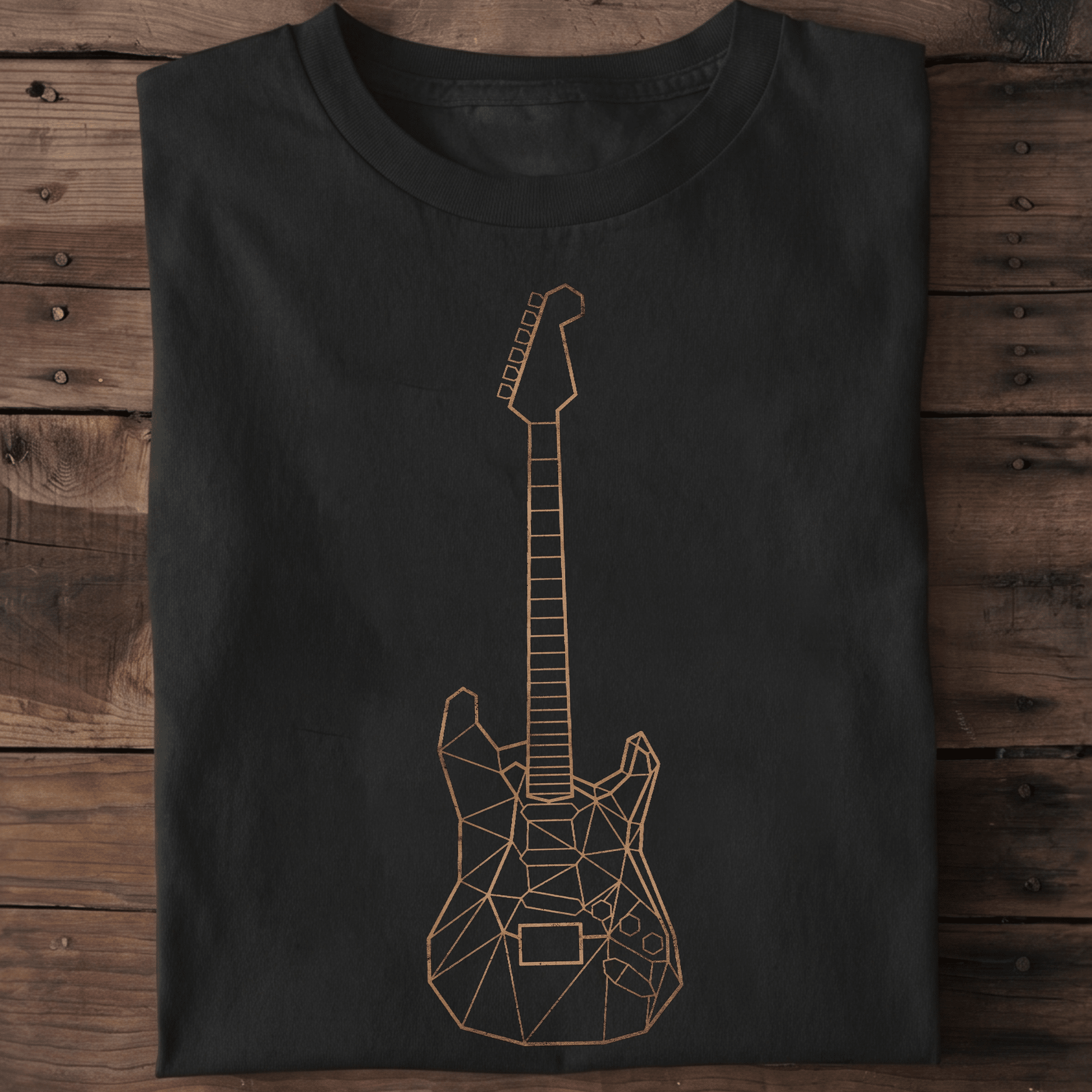 Geometric Low Poly Electric Guitar Outline T-Shirt - The Music Frontiers