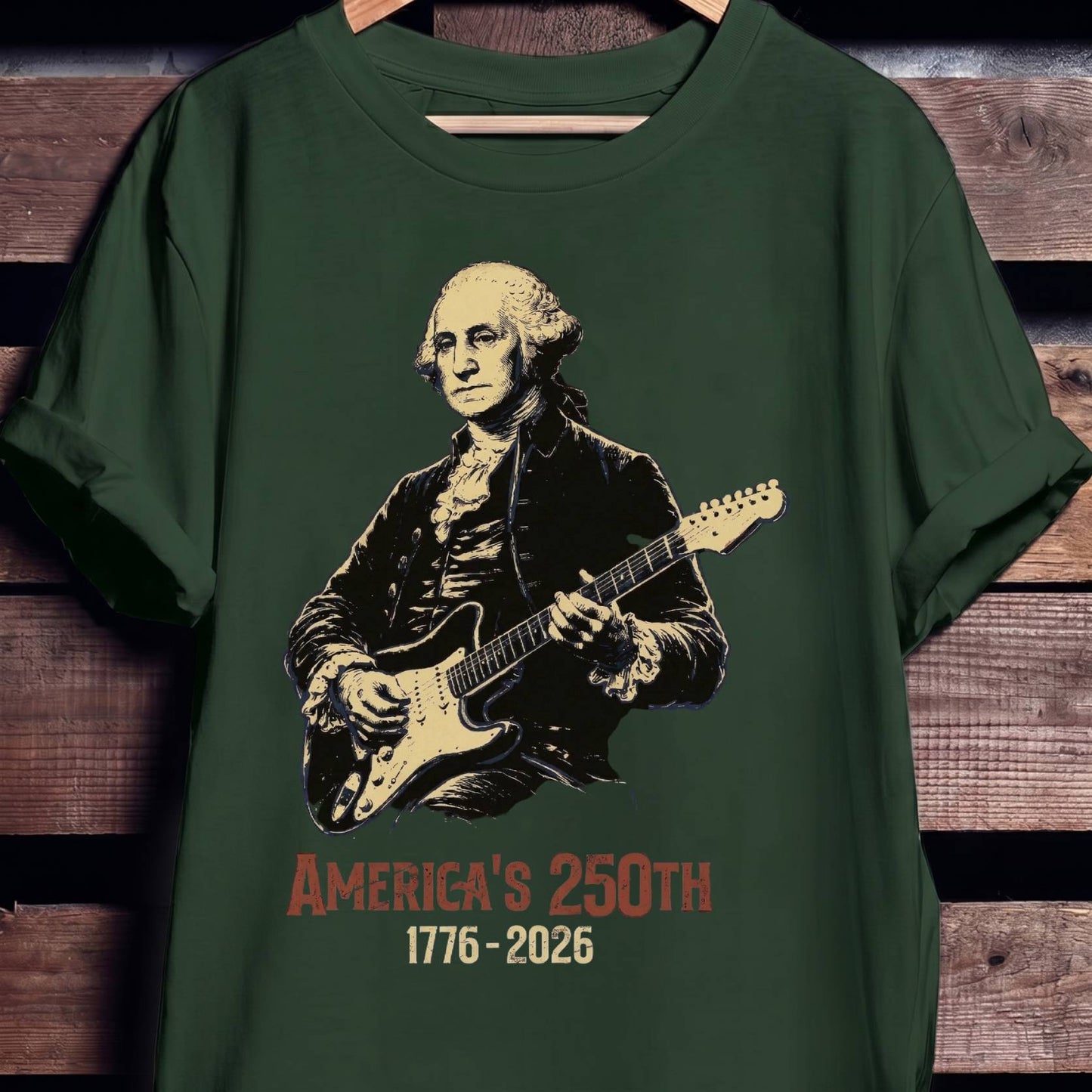 George Washington Playing Fender Stratocaster Guitar America 250th - The Music Frontiers