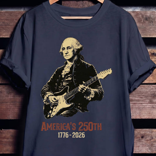 George Washington Playing Fender Stratocaster Guitar America 250th - The Music Frontiers