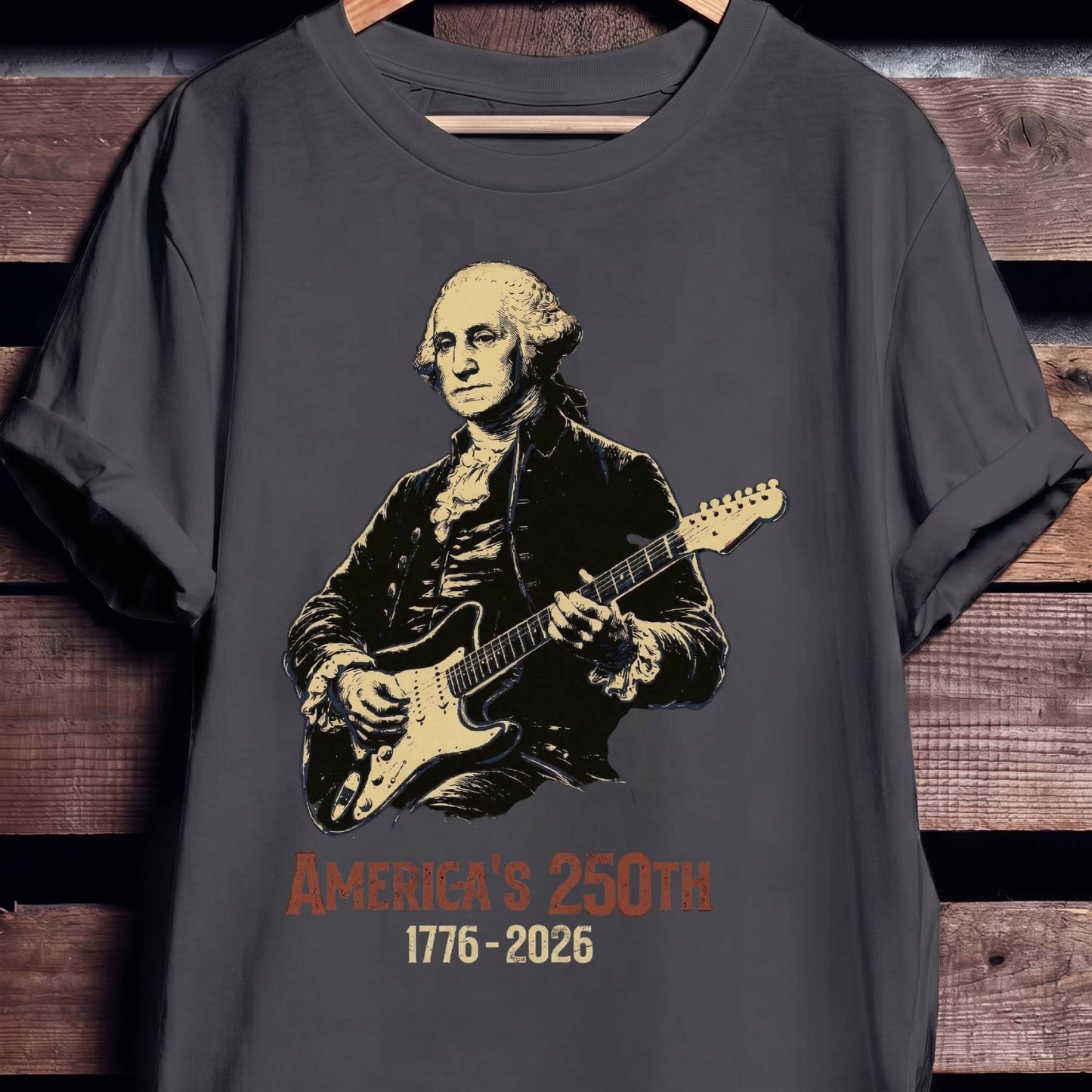 George Washington Playing Fender Stratocaster Guitar America 250th - The Music Frontiers