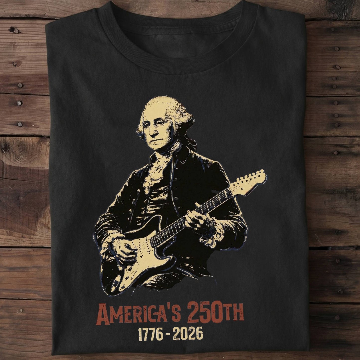 George Washington Playing Fender Stratocaster Guitar America 250th - The Music Frontiers