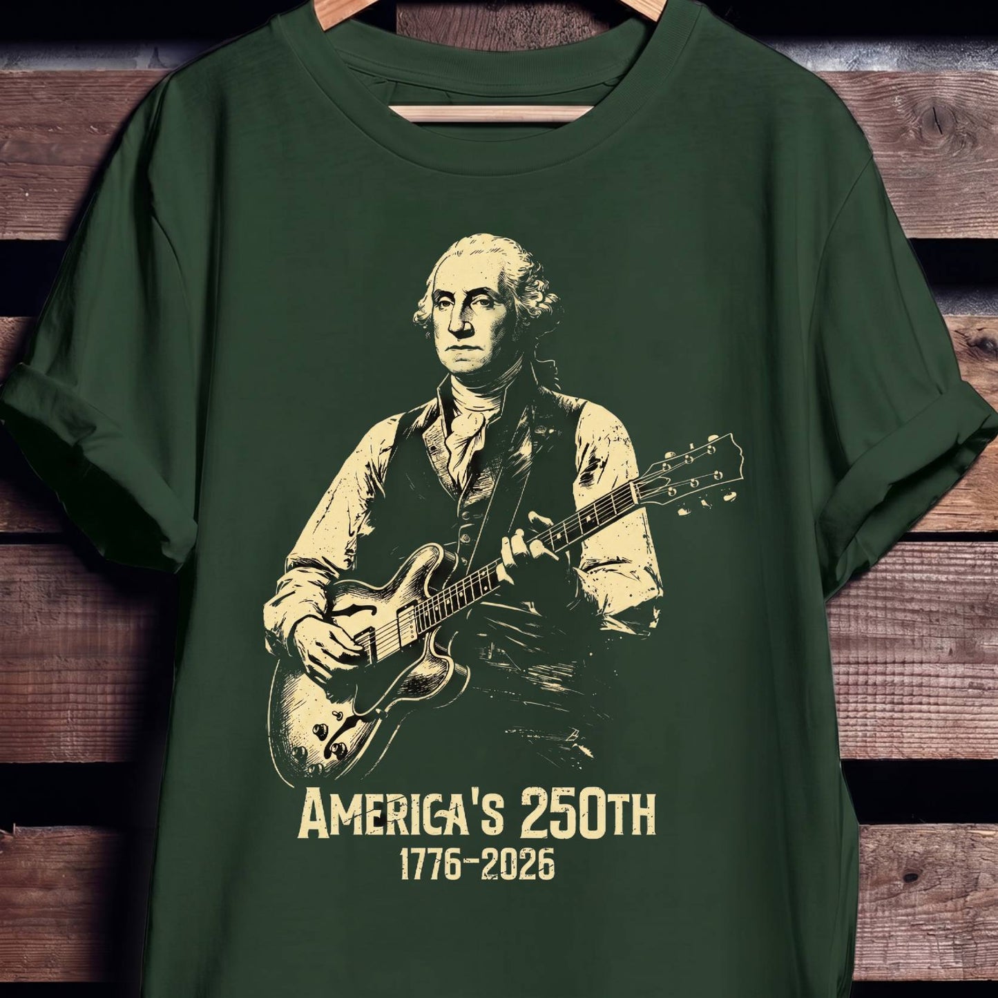 George Washington playing Guitar America 250 - The Music Frontiers