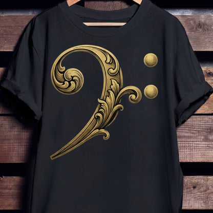 Golden Filigree Bass Clef Tee