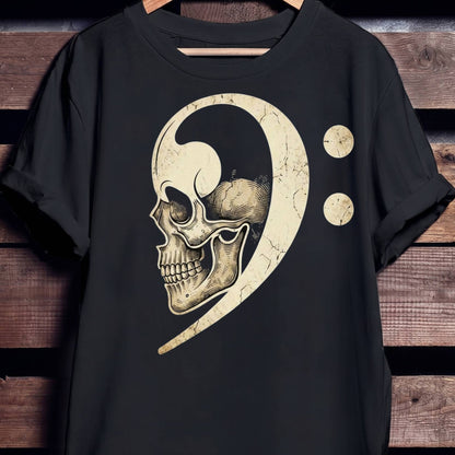 Gothic Bass Clef Skull T-Shirt - Unisex Standard T-Shirt