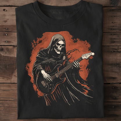 Grim Reaper Playing Electric Guitar T-Shirt - The Music Frontiers