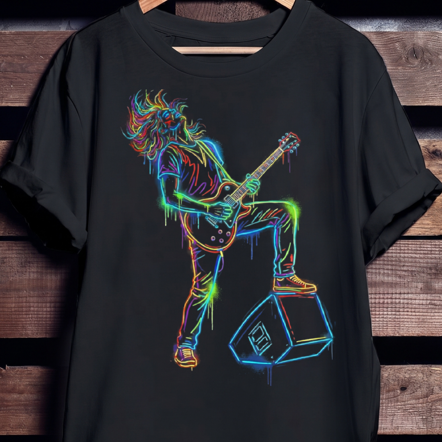 Playful Guitar Musician Tee — Retro Wave Shirt