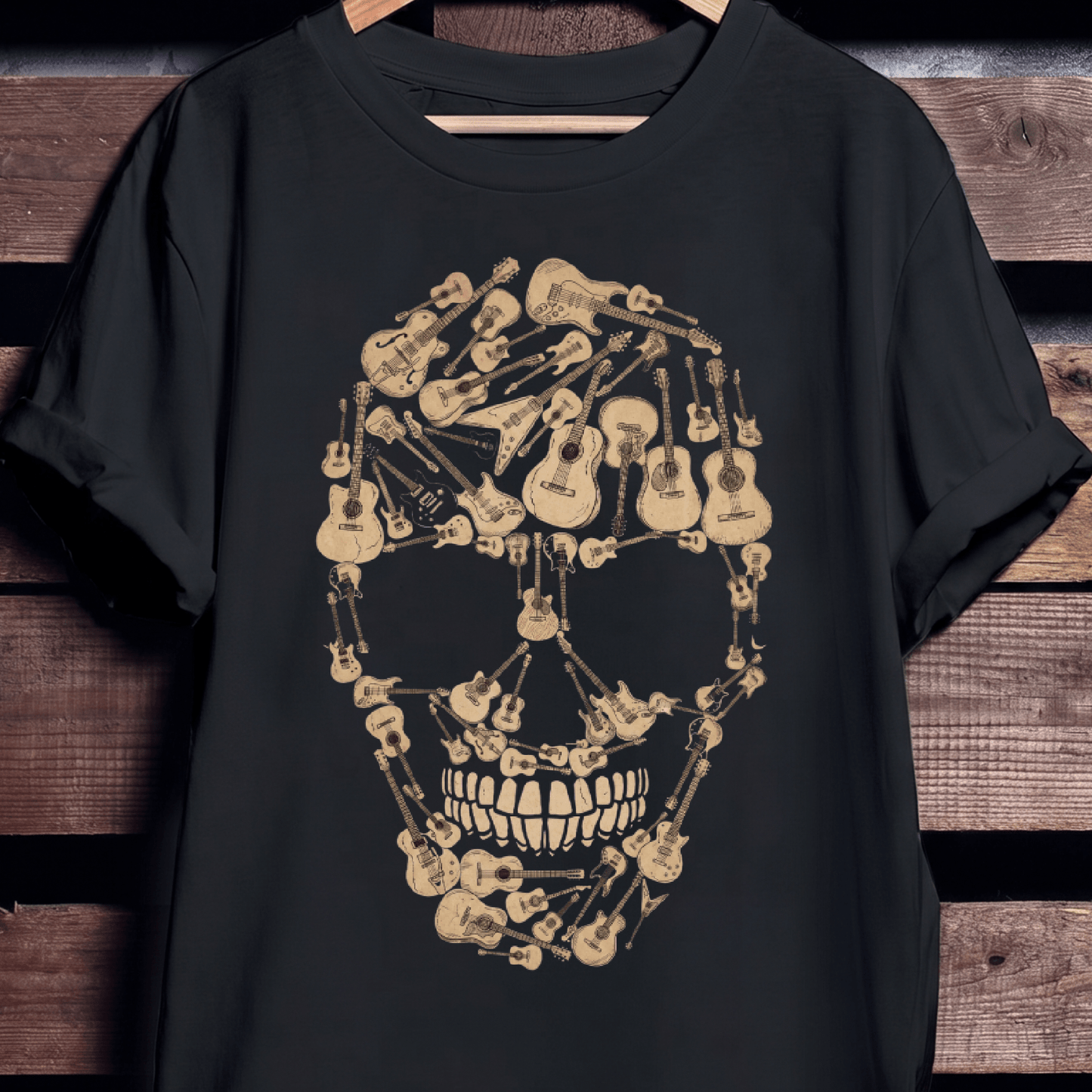 Guitar Collage Skull Mosaic Tee - The Music Frontiers