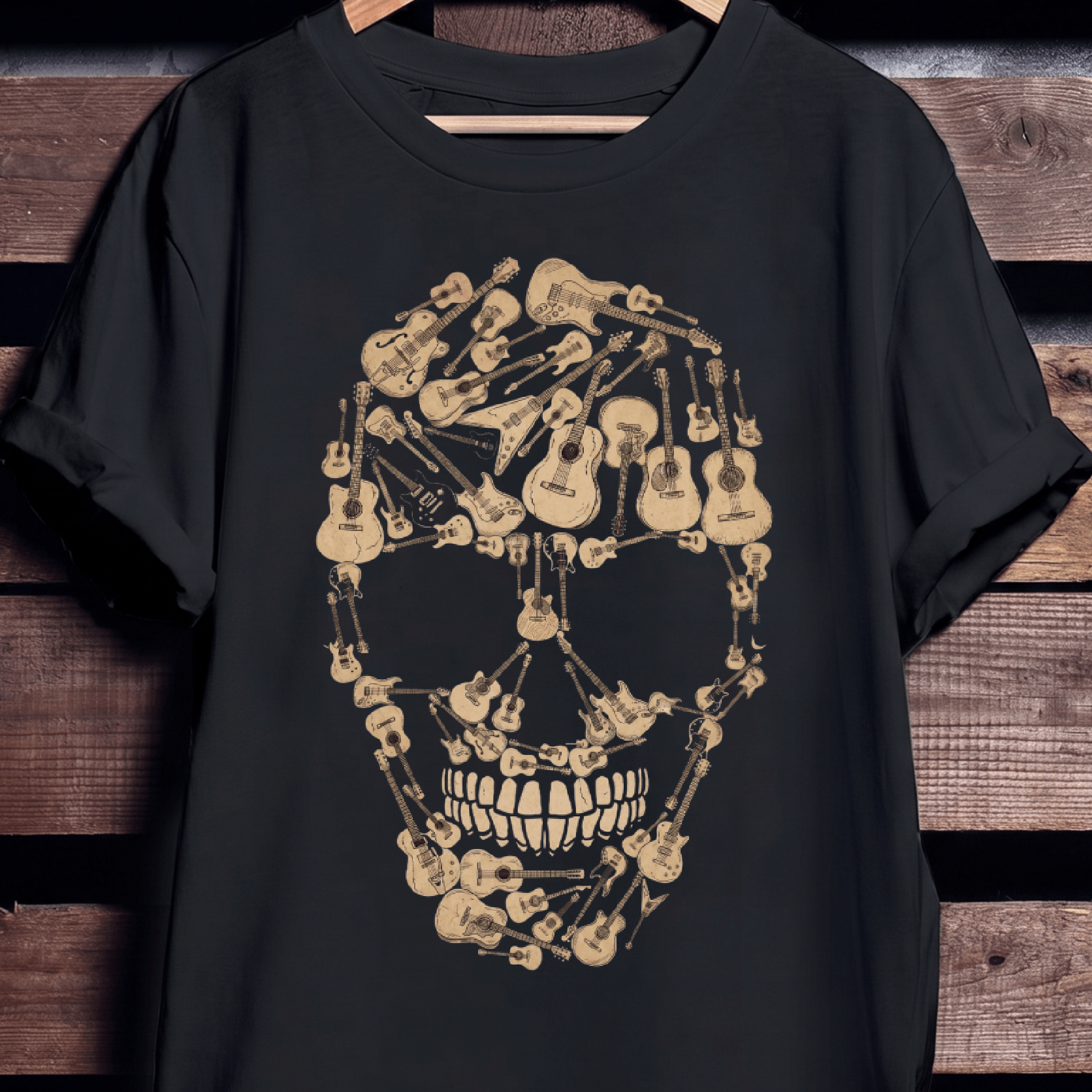 Guitar Collage Skull Mosaic Tee - The Music Frontiers