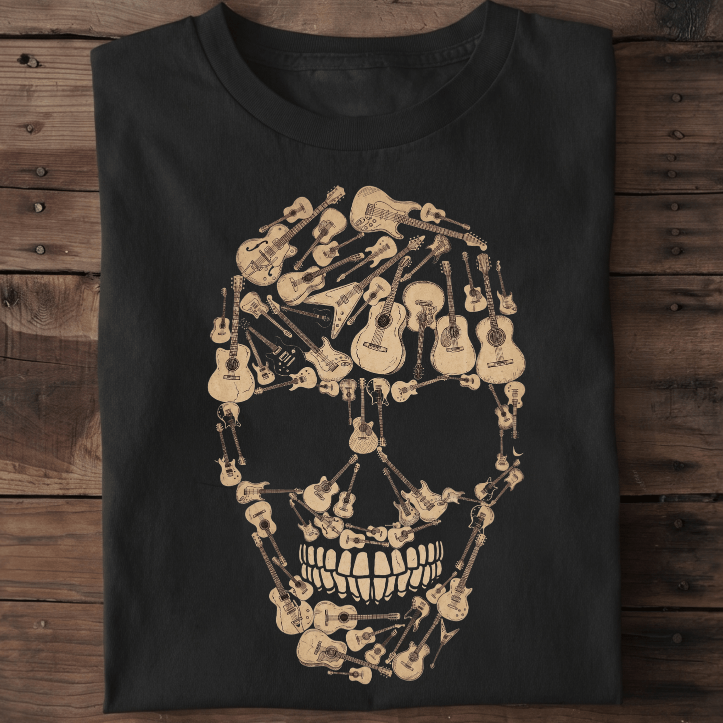 Guitar Collage Skull Mosaic Tee - The Music Frontiers